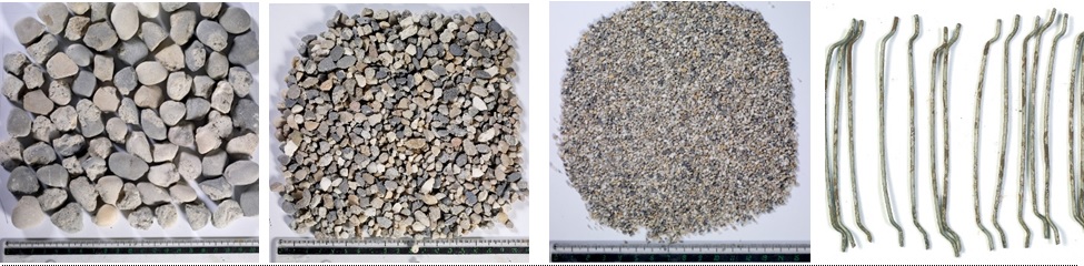 Example of fully liberated clean concrete components after SELFRAG process